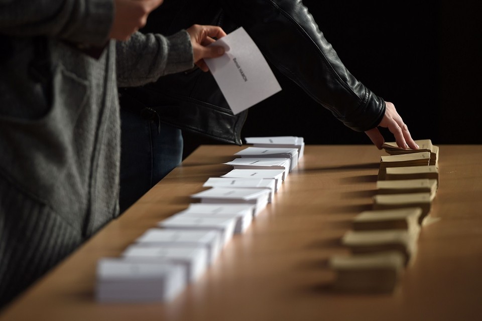 Een stembureau in Straatsburg.