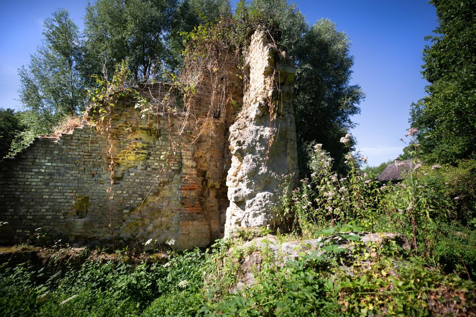De ruïnes van kasteel Eyckholt in Terworm. 