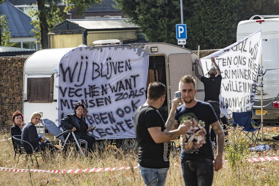 De afgelopen jaren vonden er door heel Limburg protesten plaats van woonwagenbewoners die demonstreerden voor meer standplaatsen, zoals hier in 2018 in Heythuysen. 
