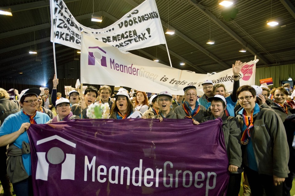 Protest van thuiszorgmedewerkers van Meander in 2013. 
