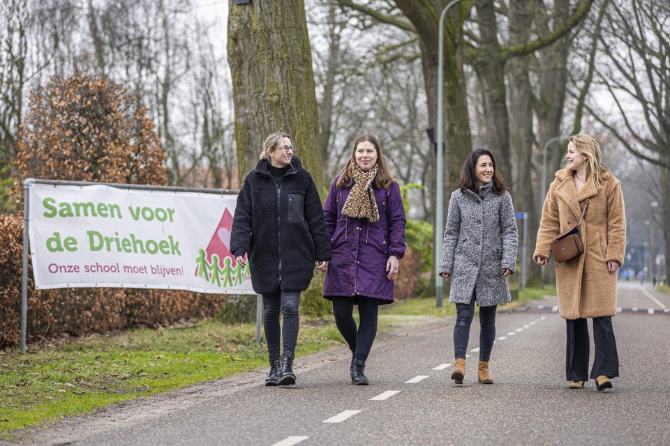 Ilse van Loon, Ieke van Vegchel, Elena Hinten en Renée Savelkoul zetten zich in om de basisschool in Griendtsveen te behouden