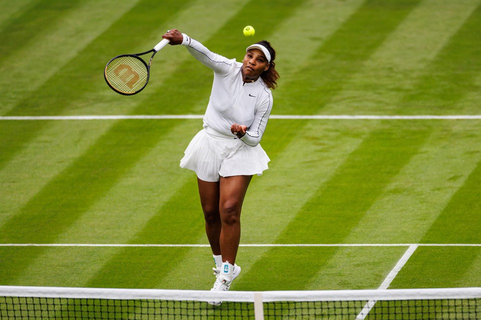 Serena Williams op een training voorafgaand aan Wimbledon. 