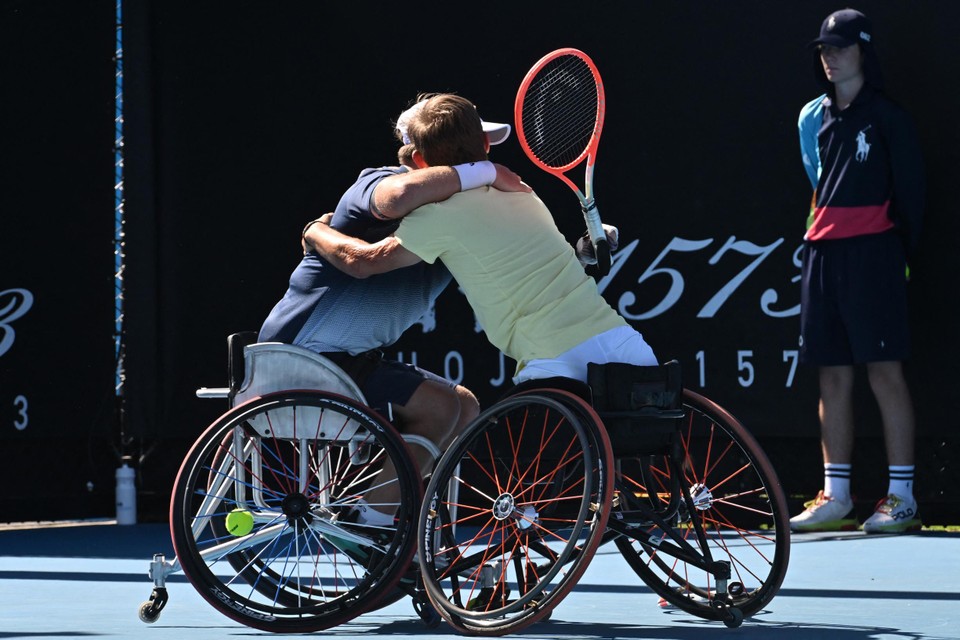Sam Schröder (links) en Niels Vink op de Australian Open.