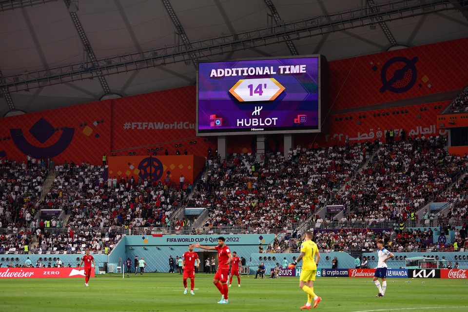 Op het WK bedroeg de extra tijd van Engeland - Iran 27 minuten, waarvan veertien na de eerste helft.