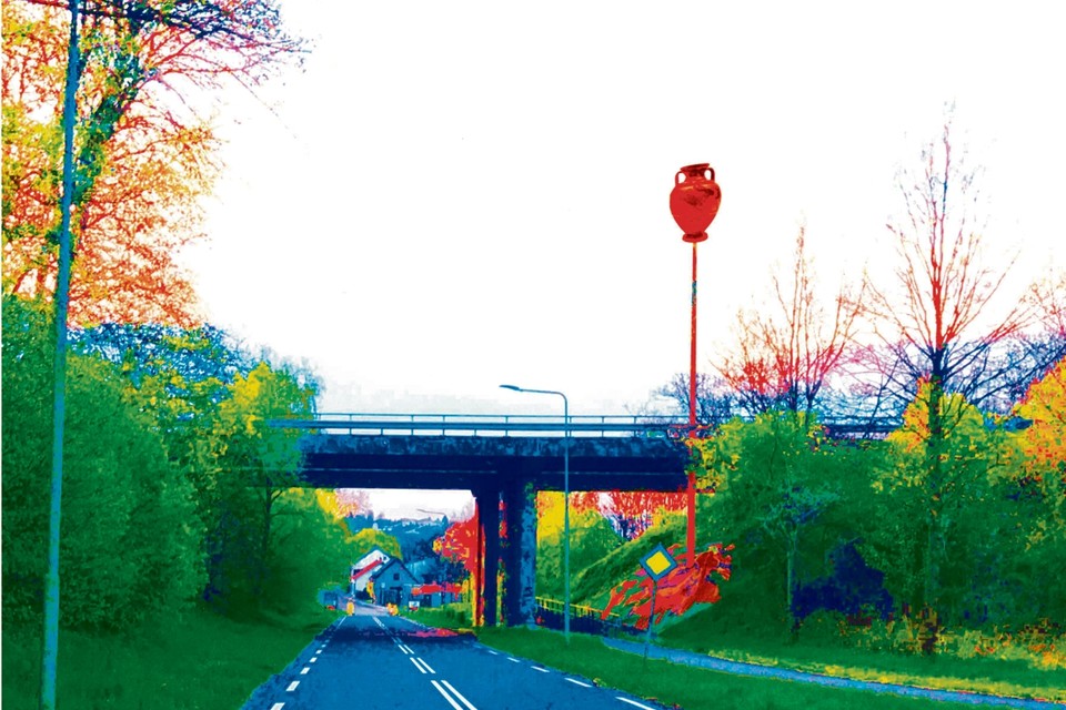Een (zeer vrije) impressie van de toekomstige landmark bij het viaduct aan de Bocholtzerweg.