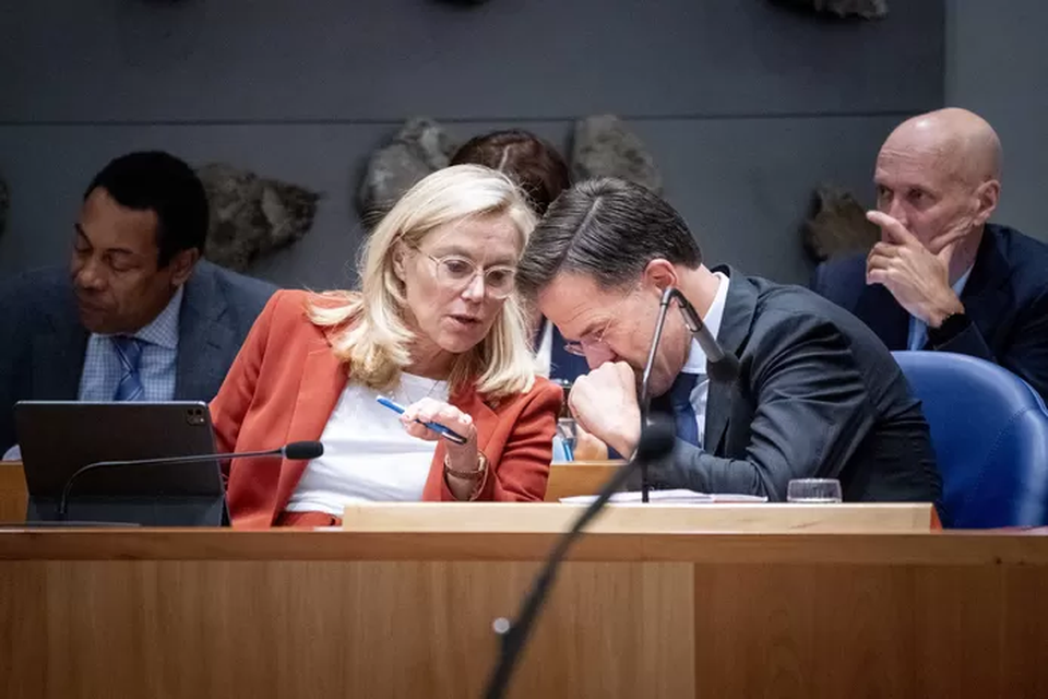 Minister-president Mark Rutte (VVD) en minister van Financiën Sigrid Kaag (D66) tijdens de eerste dag van de Algemene Politieke Beschouwingen.  
