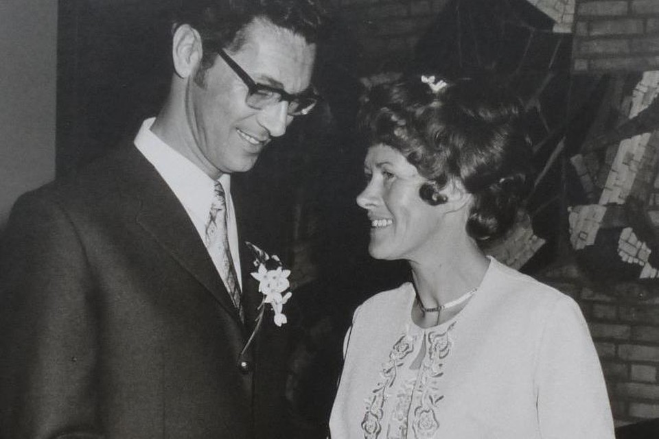 Wim en Nell tijdens hun bruiloft op 25 juni 1971.