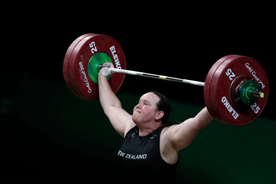 De Nieuw-Zeelandse gewichthefster Laurel Hubbard tijdens de Gemenebestspelen in 2018. 