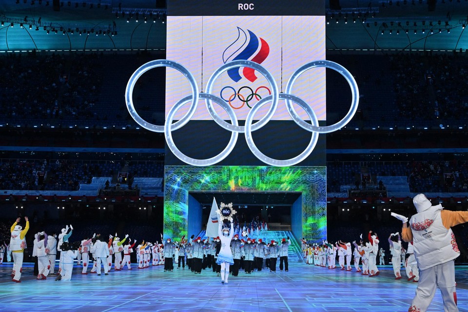 Een delegatie van Rusland tijdens de openingsceremonie van de Olympische Winterspelen, eerder deze maand in Peking. 