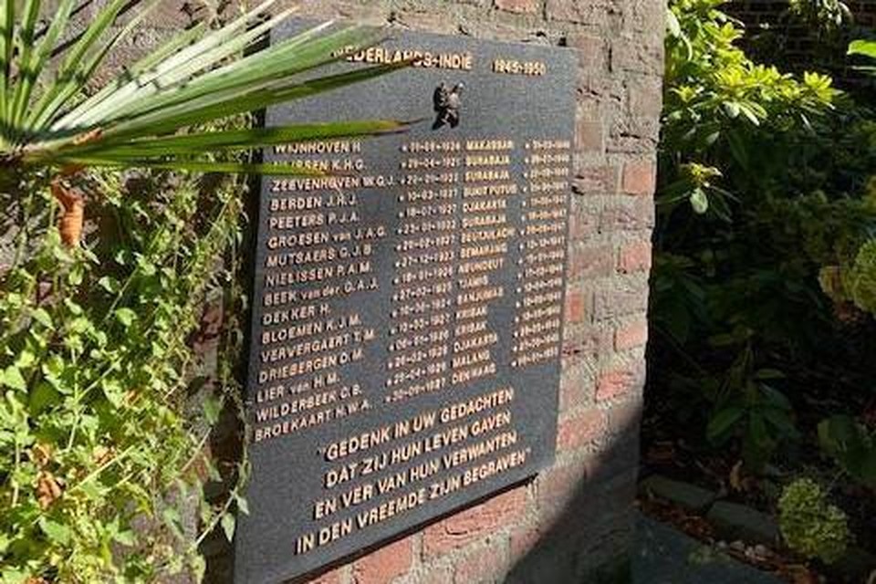 Het monument met de namen van de gevallenen. 