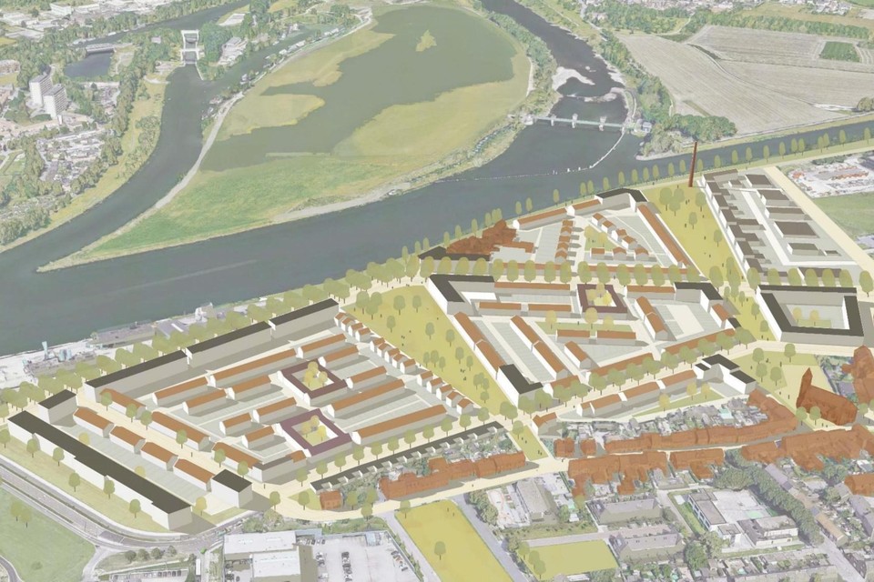 Het aangepaste woningbouwplan in Maastricht. 