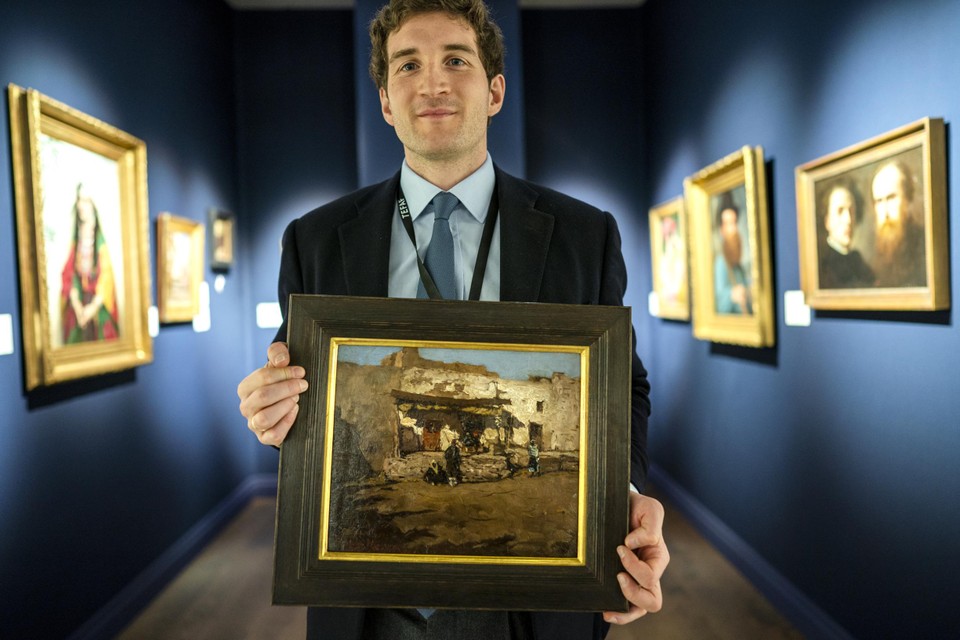 Dit olieverfschilderijtje van de Italiaanse kunstenaar Pompeo Mariani koop je voor tienduizend euro.