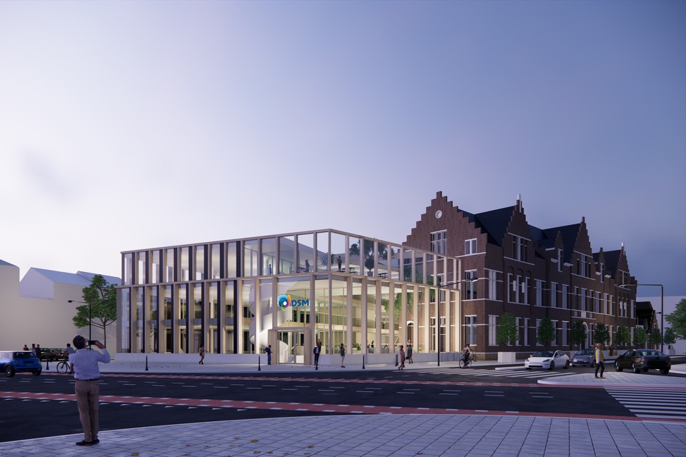 Artist-impressie van het nieuwe DSM hoofdkantoor in Maastricht. 