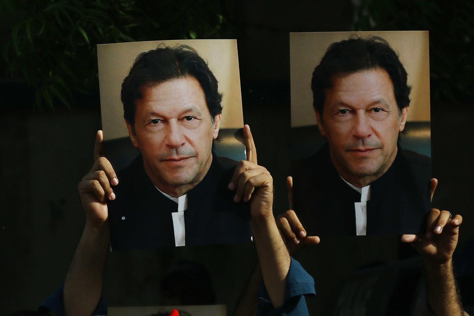 Oud-premier Imran Khan. 
