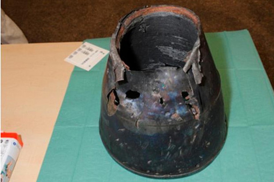 Straalbuis van de motor van de Buk-raket zoals gevonden in Oekraïne