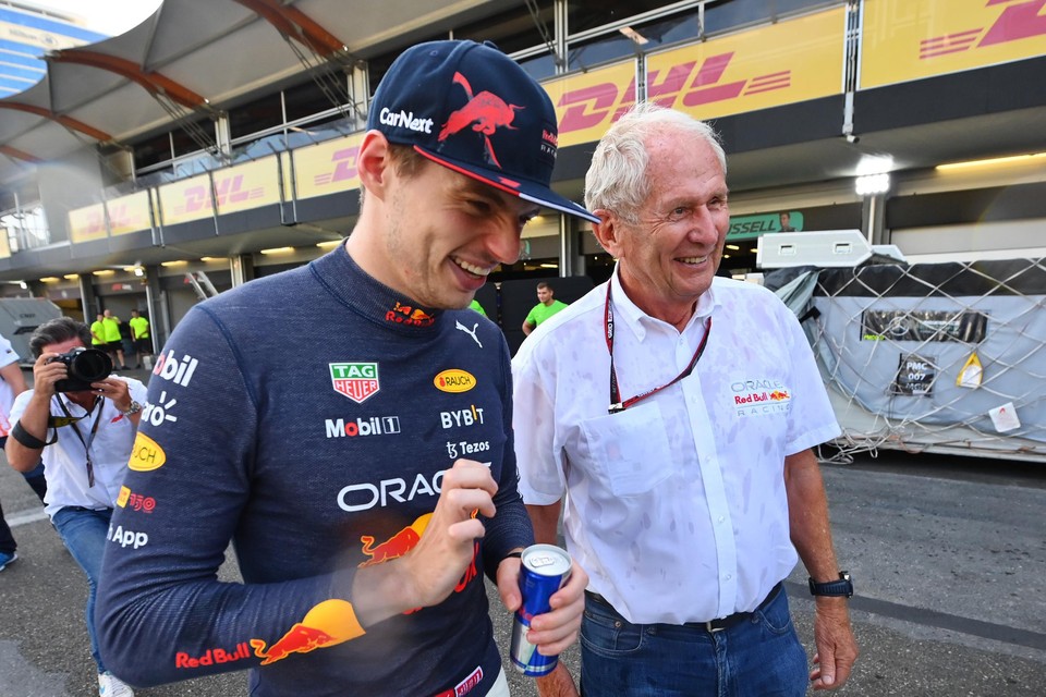 Max Verstappen en Helmut Marko. 