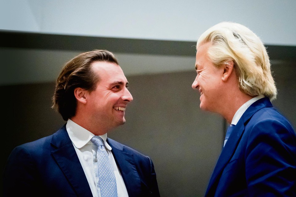 Wilders en Baudet tijdens een vragenuurtje in de Tweede Kamer. 