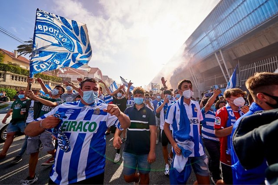 Fans van Deportivo La Coruña. 