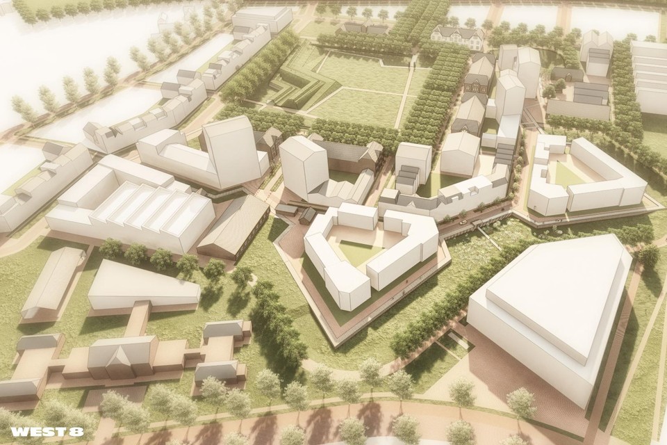 Een impressie van de nieuwe wijk op het kazerneterrein. 