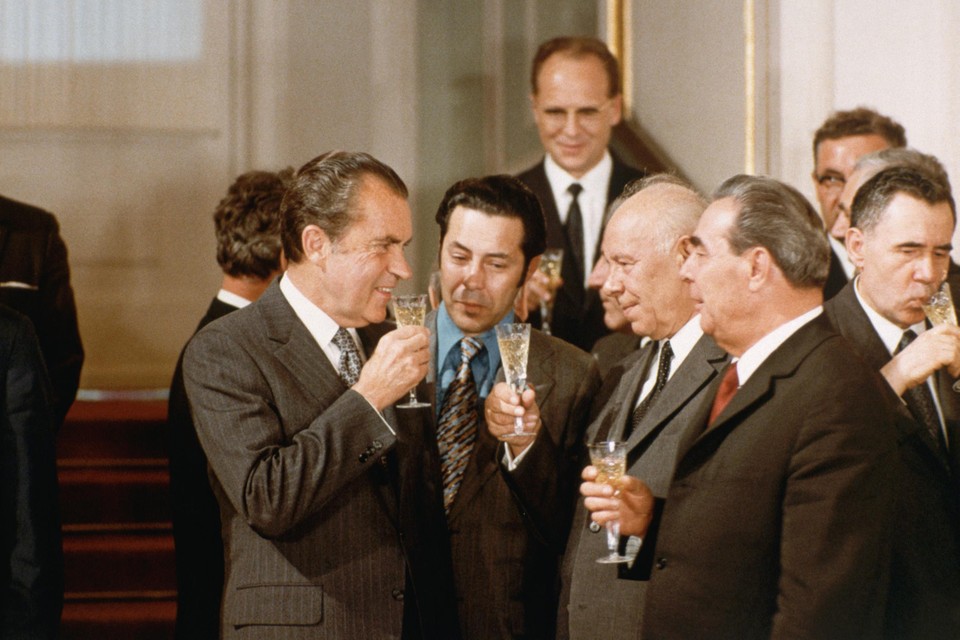 Champagne na het tekenen van een historisch akkoord over kernwapenvermindering. 