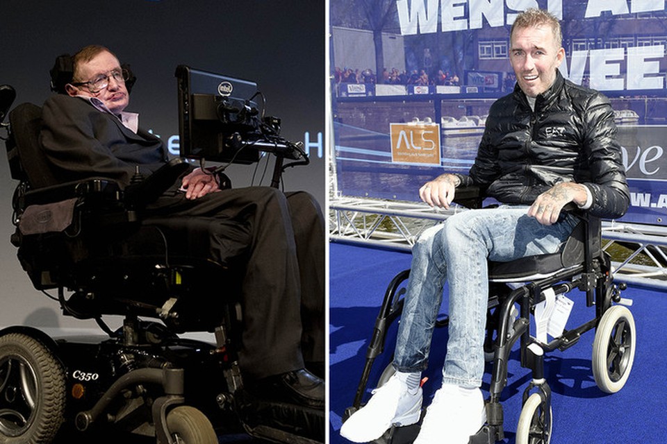 Stephen Hawking (l) en Fernando Ricksen. 