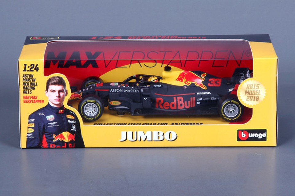 Speelgoedauto Verstappen racet de winkel Jumbo laat ext... - De Mobile