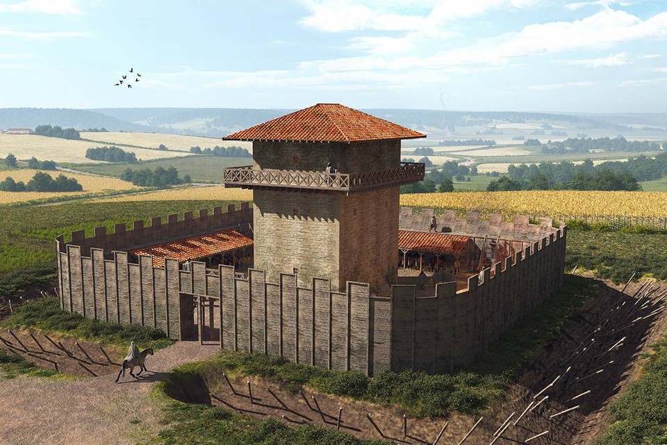 De Romeinse wachttoren op de Goudsberg. 