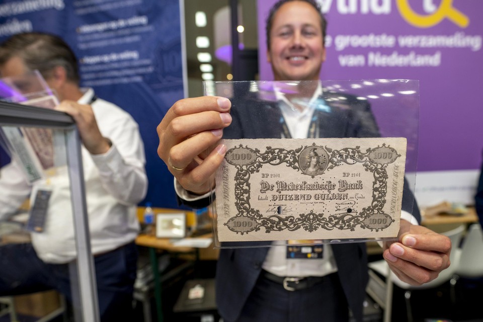 Dit biljet van duizend gulden wordt ook geveild in de grootste geldbeurs ter wereld in het MECC. 
