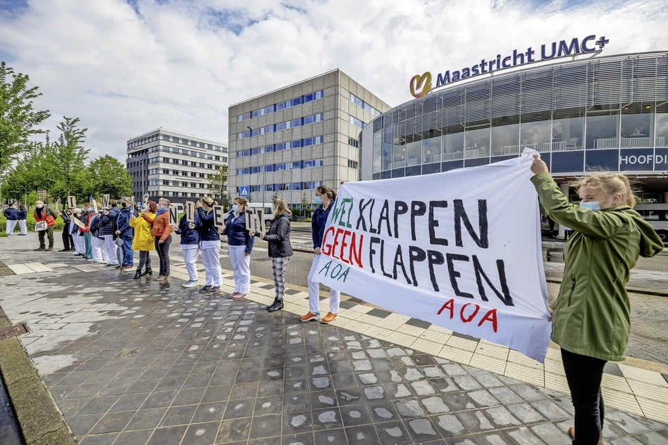 Ziekenhuispersoneel in Maastricht voerde in december actie voor een nieuwe cao.