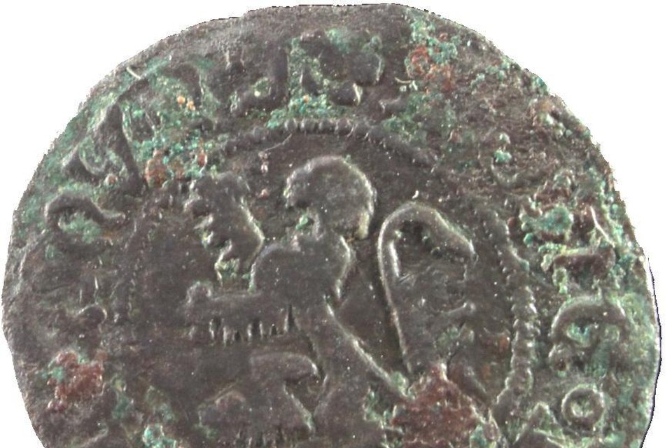 De voorzijde van de in Arnhem gevonden Roermondse munt 