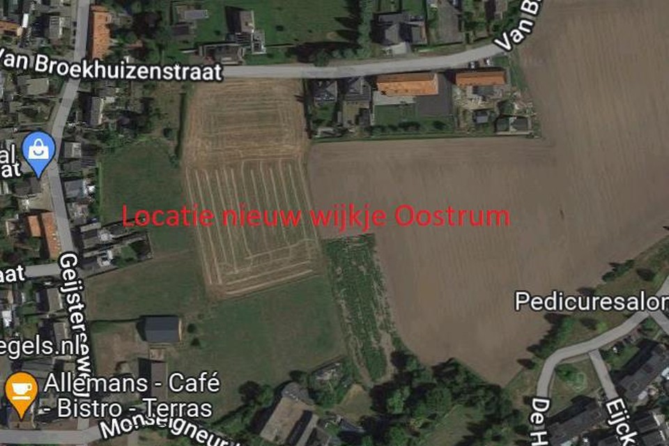De plek waar de nieuwe wijk in Oostrum gebouwd wordt.