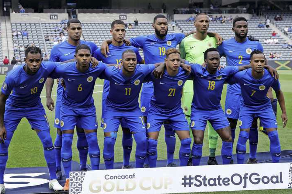 Het elftal van Curaçao tijdens de Gold Cup van 2019.