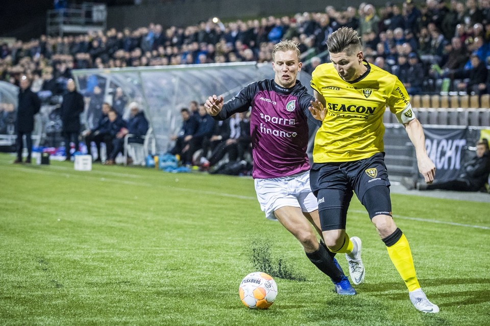 Zowel VVV als Fortuna Sittard, hier in actie in de derby eerder dit seizoen, zijn nog lang niet veilig, maar hoeven ook niet meteen bang te zijn voor directe degradatie. 