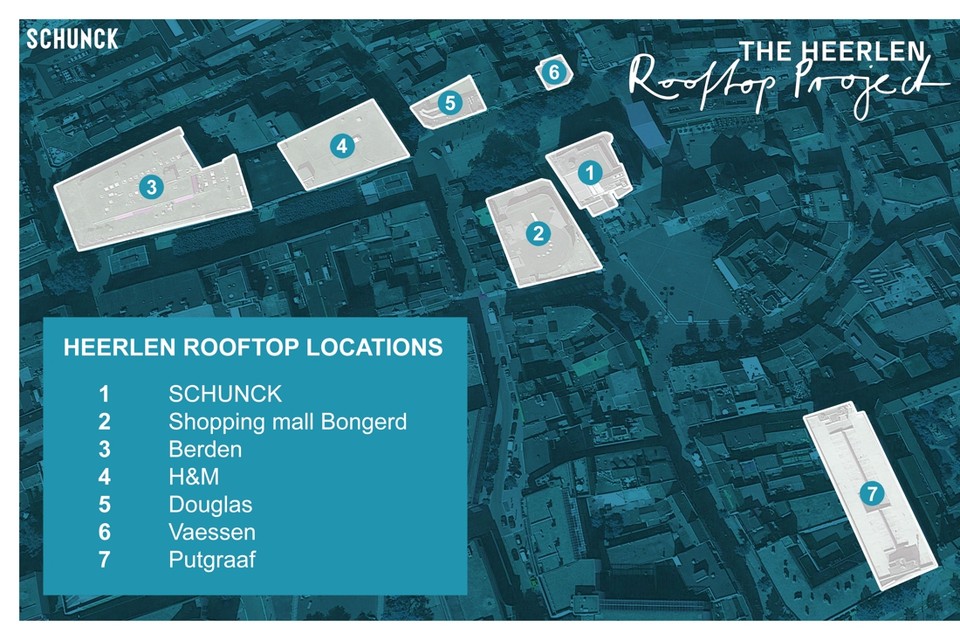 De locaties van het Rooftop Project. 