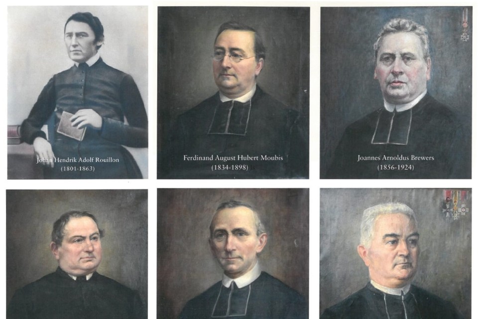 De portretten van zes dekens die terug naar de Pancratiusparochie gaan.