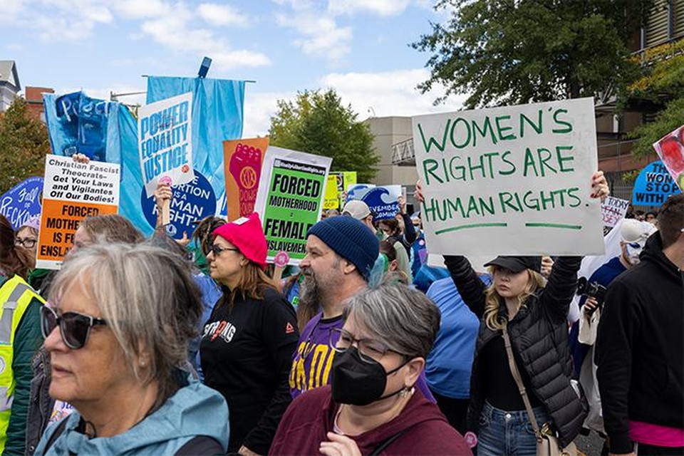 Demonstratie in Washington, afgelopen zomer, tegen het besluit van het Hooggerechtshof om het federale recht op abortus af te schaffen. 