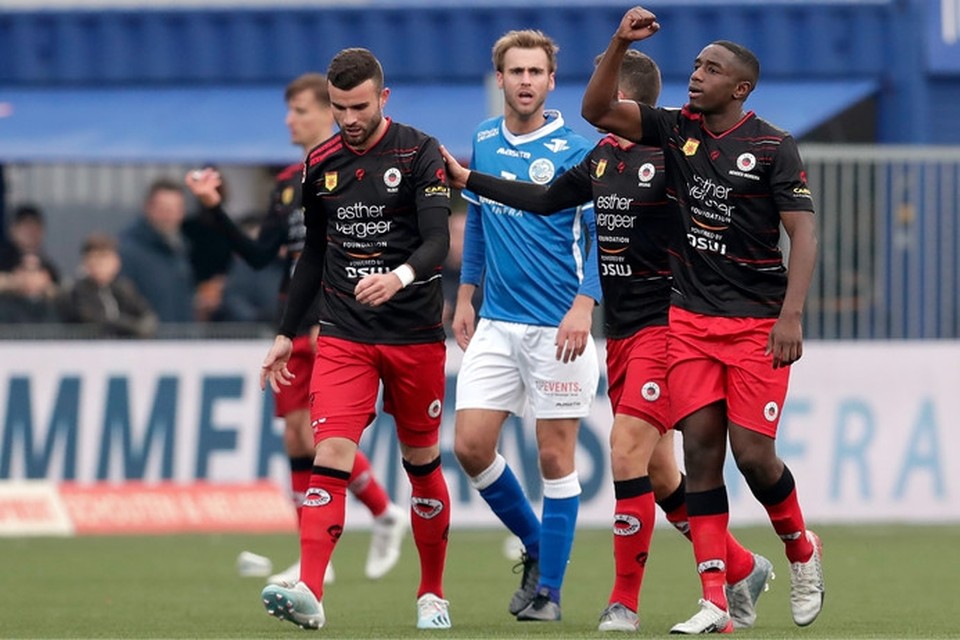 Ahmad Mendes Moreira juicht na zijn goal namens Excelsior tegen FC Den Bosch afgelopen zondag. 