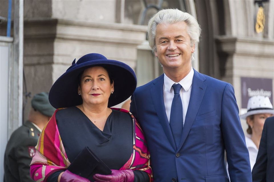 PVV-leider Geert Wilders met zijnvrouw bij de Ridderzaal op Prinsjesdag