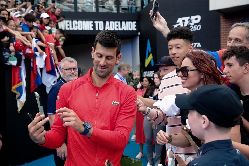 Novak Djokovic werd eerder deze maand in Adelaide met groot enthousiasme ontvangen.