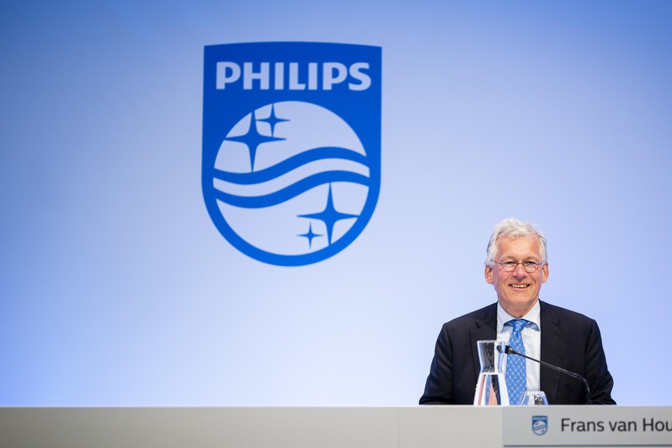 Frans van Houten tijdens een virtuele aandeelhoudersvergadering in 2020.