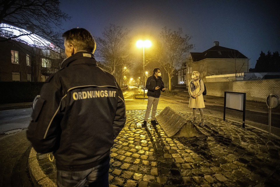 Rond de jaarwisseling waren ook in de grensstreek controles, zoals hier tussen Kerkrade en Herzogenrath.