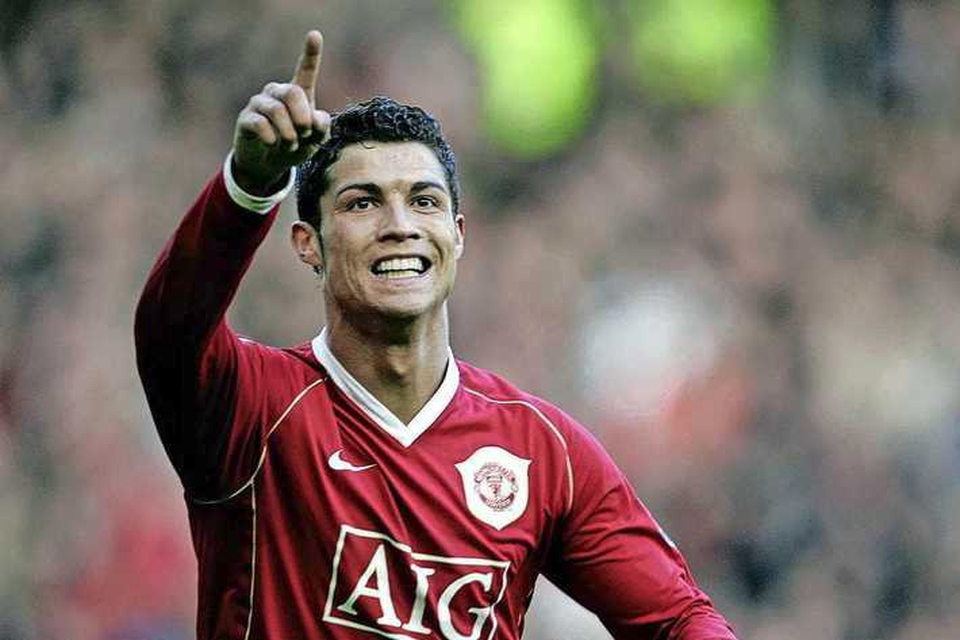 Cristiano Ronaldo in 2006, in het shirt van Manchester United. 
