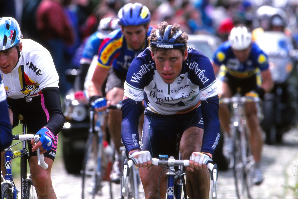 Frans Maassen tijdens de Ronde van Vlaanderen van 1993, waarin hij tweede werd. 