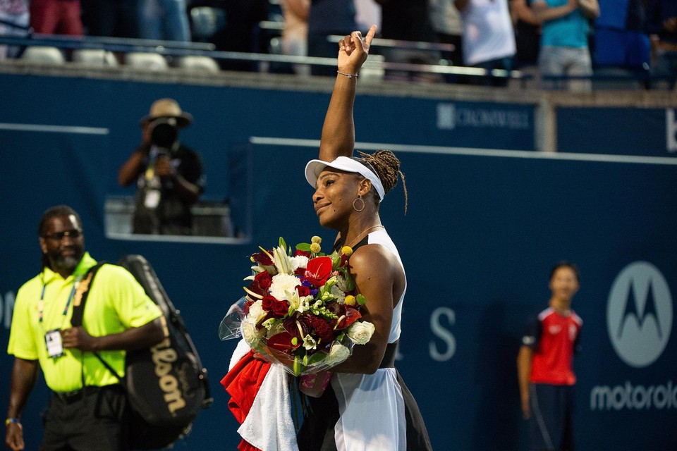 Serena Williams neemt afscheid van het publiek in Toronto. 