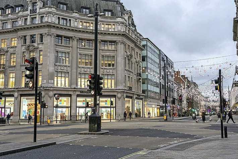 Oxford Street lag er vorig jaar verlaten bij tijdens de lockdown in Londen. 