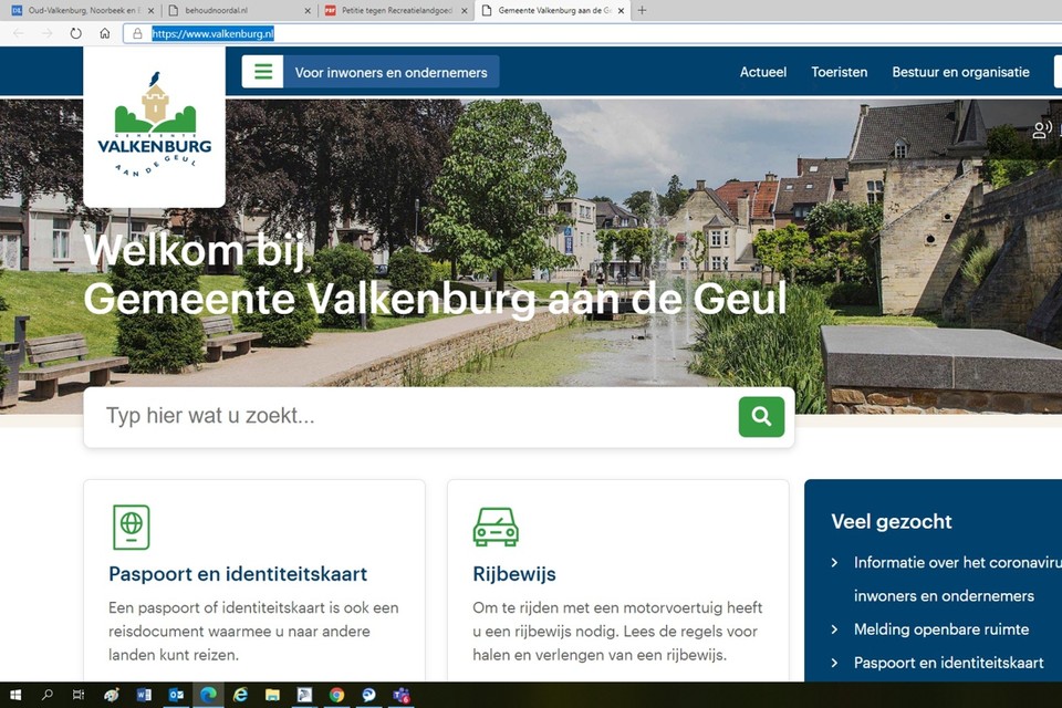 De vernieuwde website van de gemeente Valkenburg aan de Geul. 