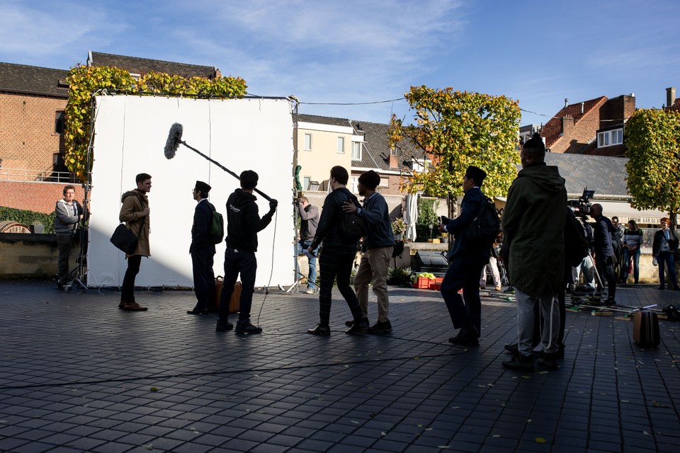 Opnames van een speelfilm in Valkenburg. 