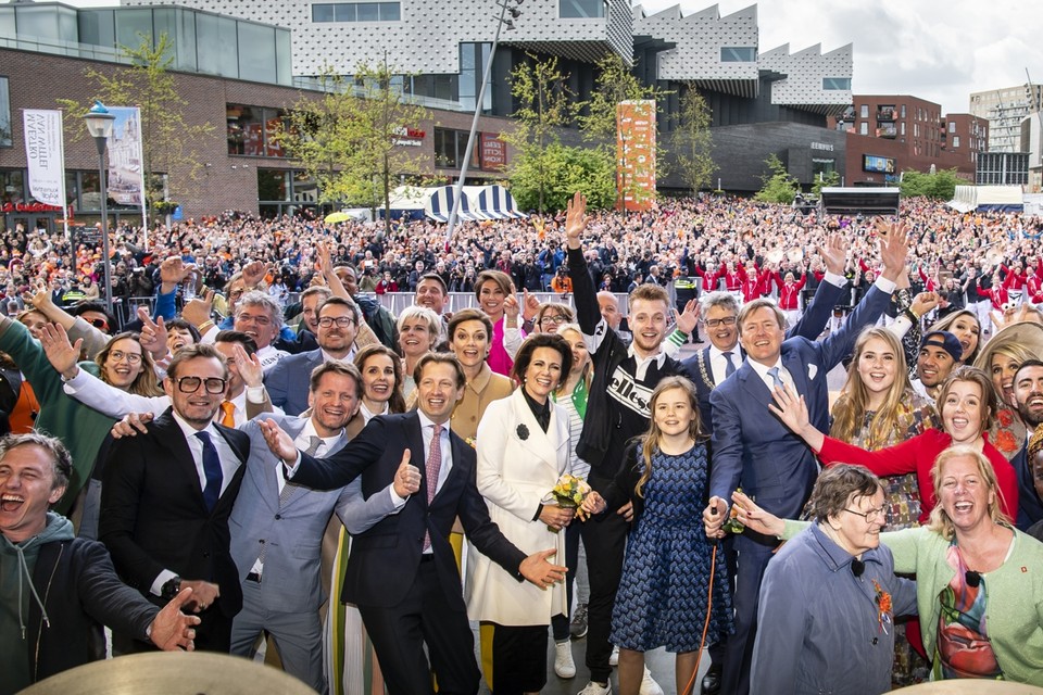 De koninklijke familie op Koningsdag 2019 in Amersfoort. 