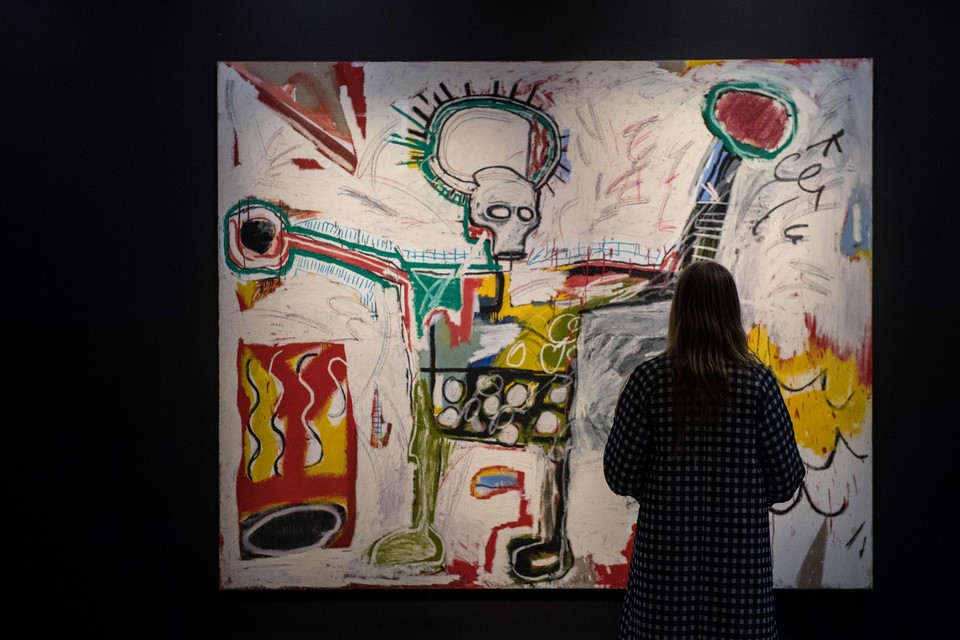 Basquiats werk 'Untitled' op een tentoonstelling in Londen.