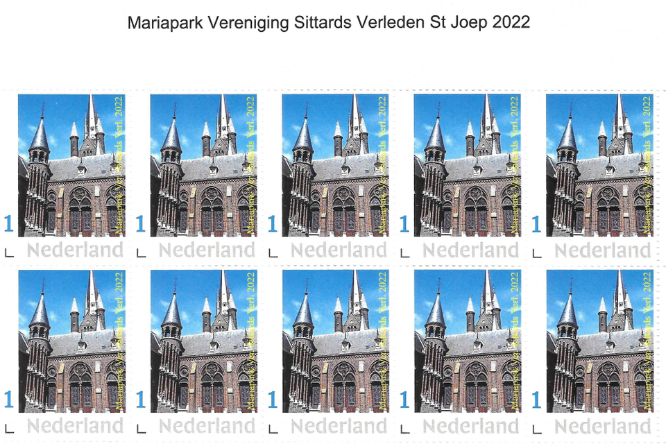 De nieuwe ‘stadspostzegel’ van Sittard, met de beeltenis van Mariapark, verschijnt op 19 maart. 